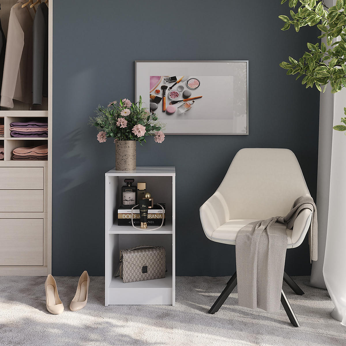 KOMODA Sherry Bílá/bílý vysoký lesk - vysoce lesklá bílá, kompozitní dřevo (40.2/76/50.1cm) - Vicco