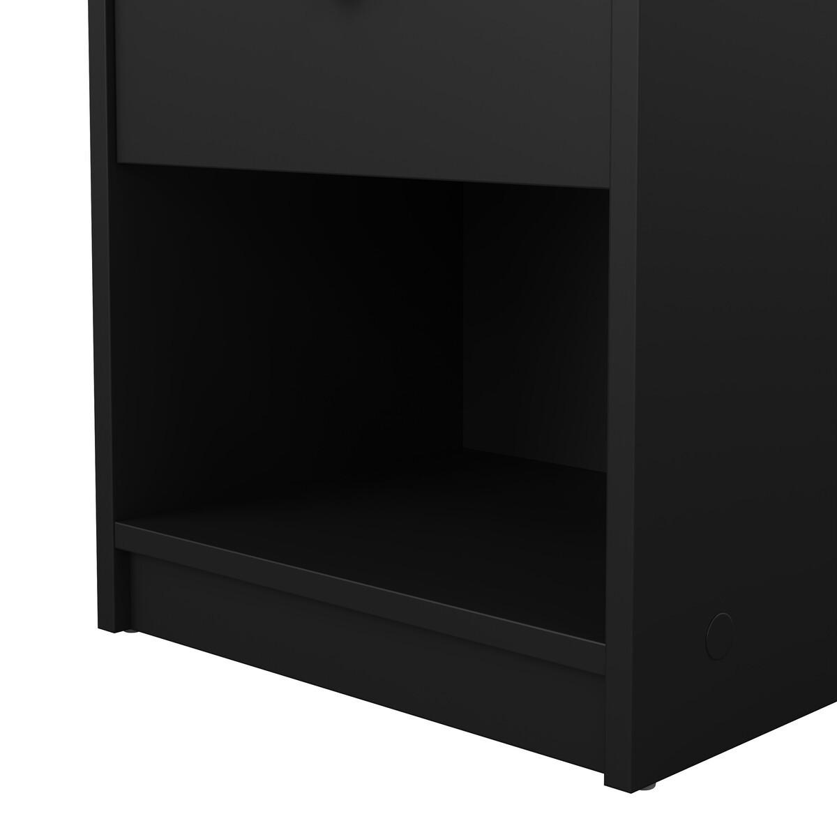 50. NACHTTISCH mit 1 Schublade und 1 Fach lise 37,9/30,1/48,4 cm - Schwarz, Holzwerkstoff (30.1/48.4/37.9cm) - Calicosy