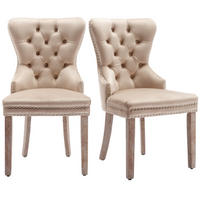 ESSZIMMERSTUHL 2er Set Samt Beige Polsterstuhl Massivholz Modern - Beige, Holz (53/95/46.5cm) - FLIEKS