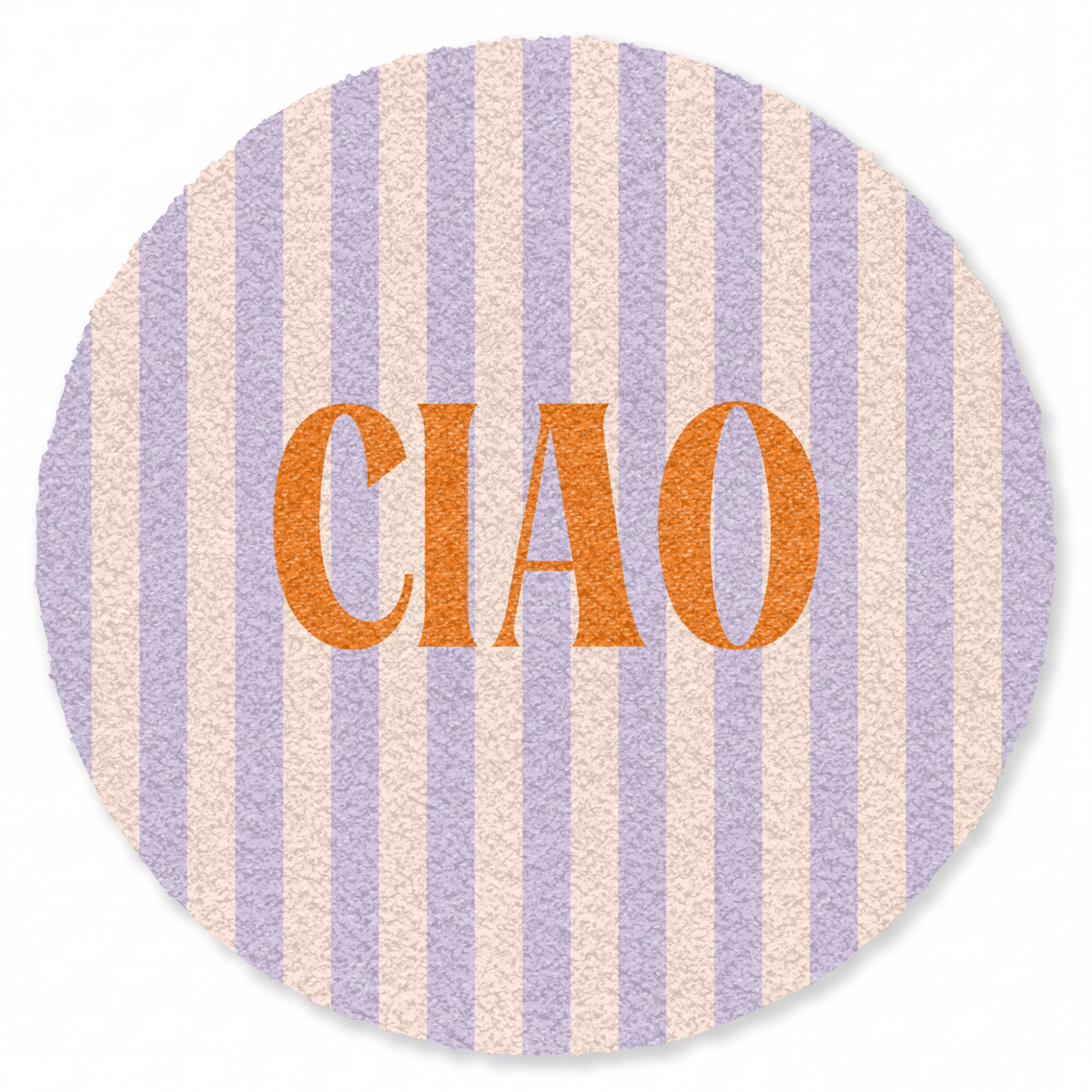 FUSSMATTE Ciao - Zitat - Pastell - Streifen Schmutzfangmatte 90x90 cm - Flieder, Kunststoff/Textil (90/0.4cm) - MuchoWow