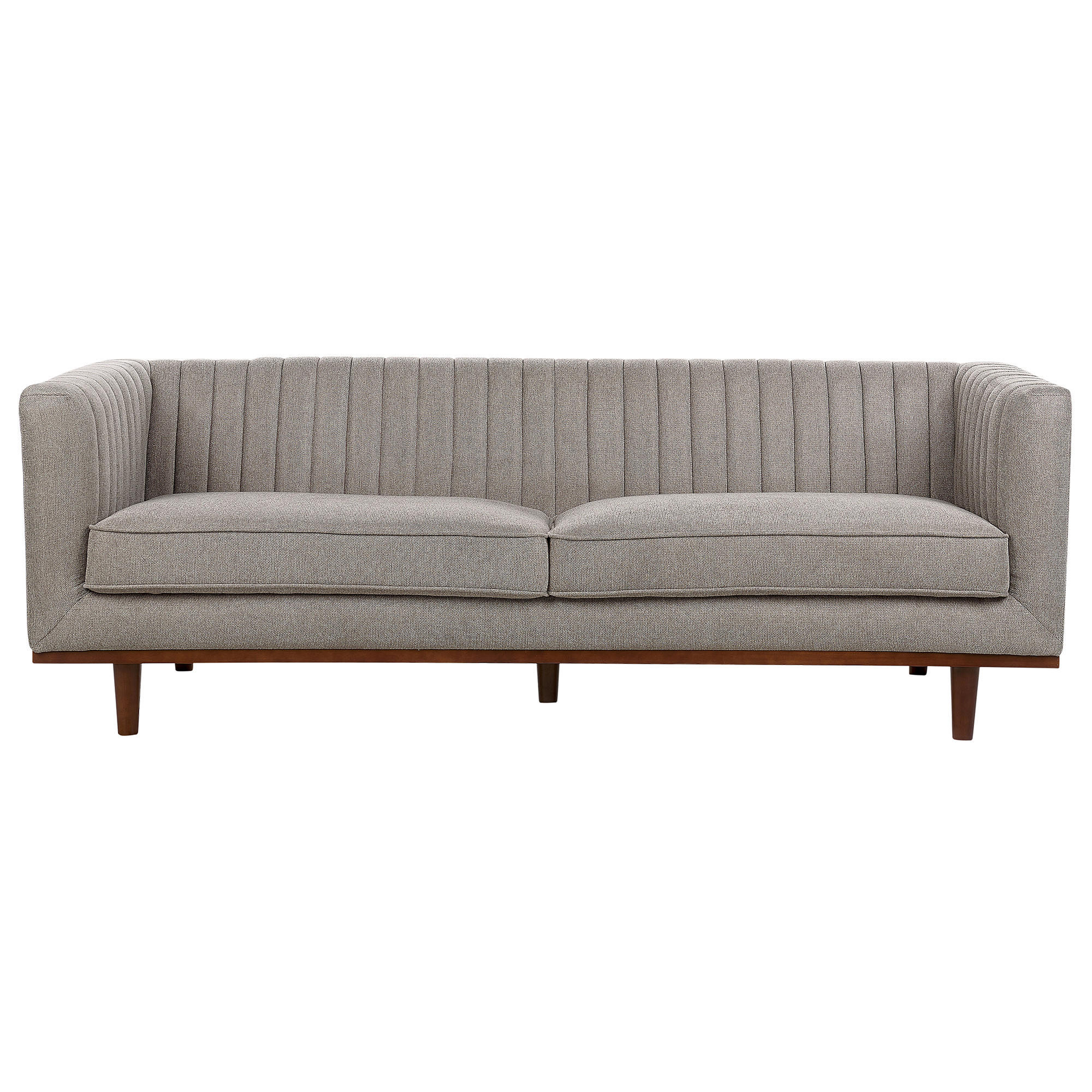 3-SITZER-SOFA hellbraun Skaule - Dunkelbraun/Braun, Textil (205/71/82cm) - Beliani
