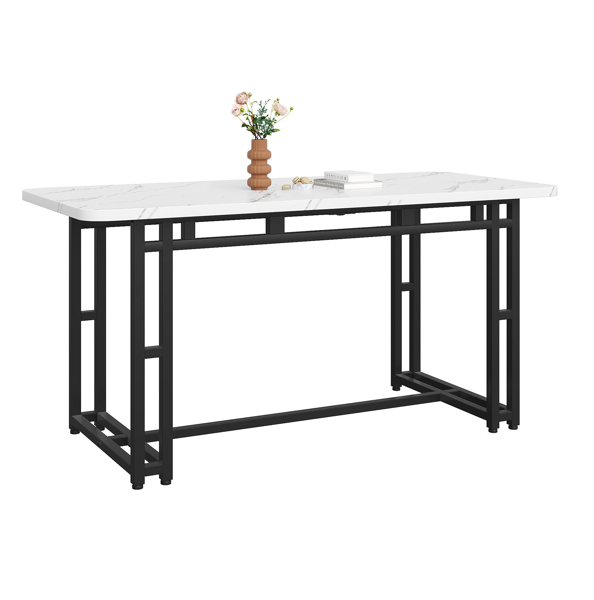 ESSTISCH 140 cm Schwarz/Weiß aus MDF mit Metallbeinen - Weiß, Holzwerkstoff (140/80/74cm) - OKMYHOME