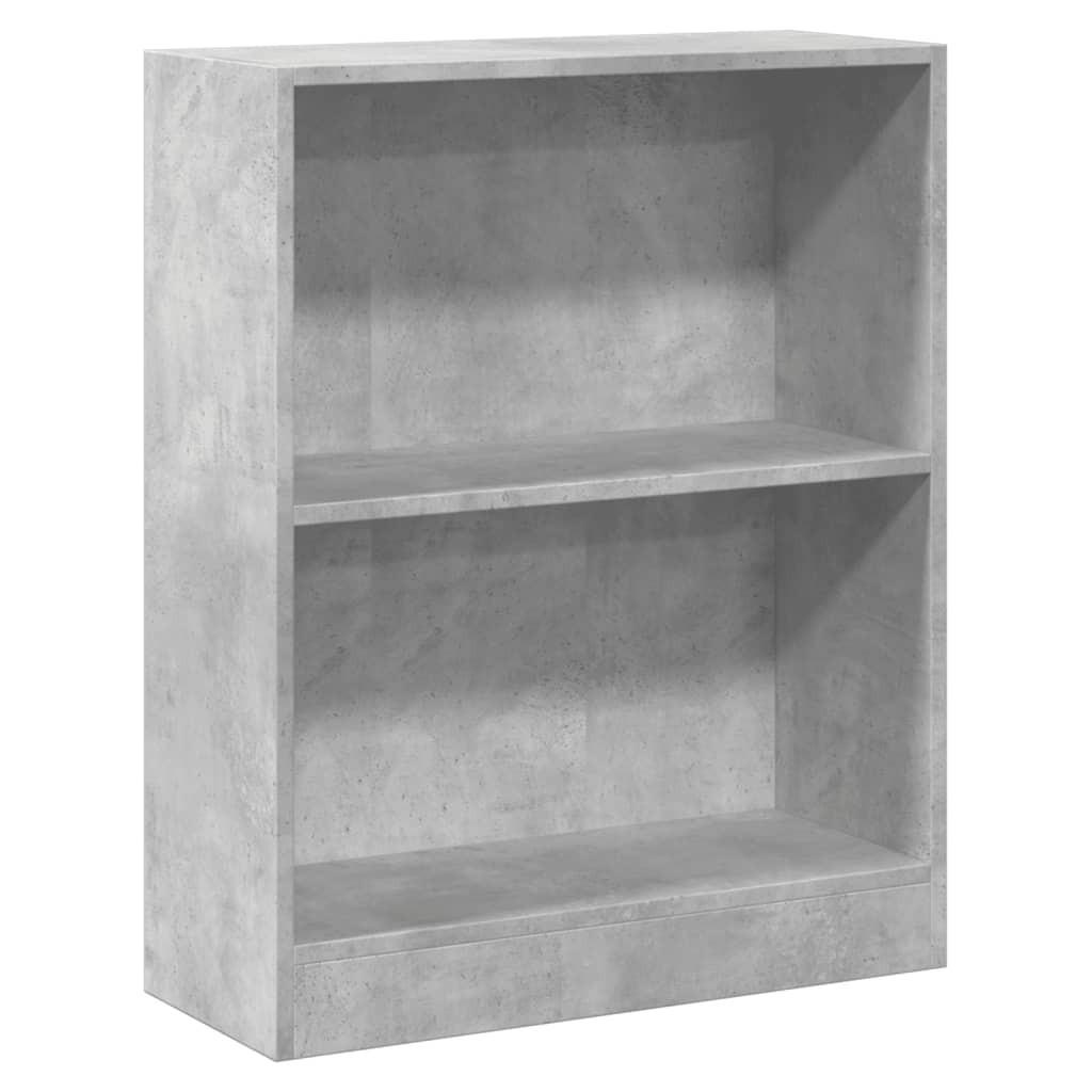 BÜCHERREGAL mit 2 Fächern 60/24/76 cm aus Holzwerkstoff Betongrau - Hellgrau, Holz (60/76/24cm) - vidaXL