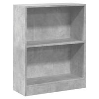 BÜCHERREGAL mit 2 Fächern 60/24/76 cm aus Holzwerkstoff Betongrau - Hellgrau, Holz (60/76/24cm) - vidaXL