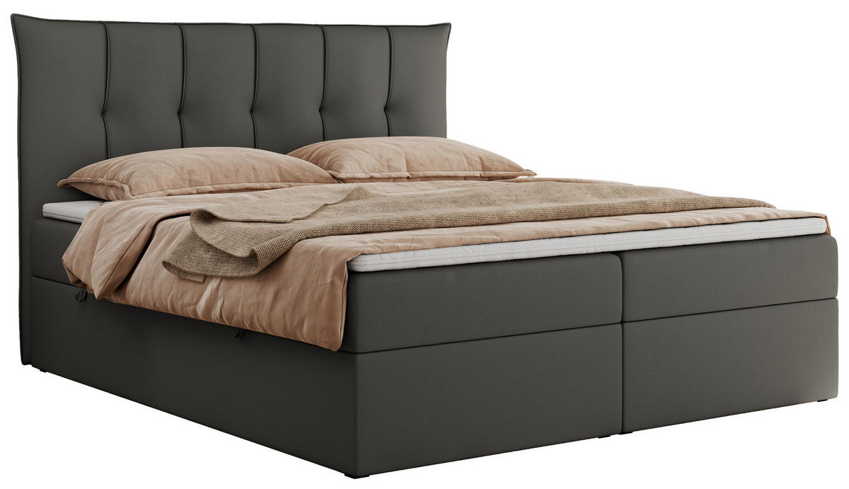 BOXBETT PREMIUM 10 140/200 Dunkelgrau Kunstleder - H4 - Dunkelgrau, Holz/Textil (140/200cm) - MKS