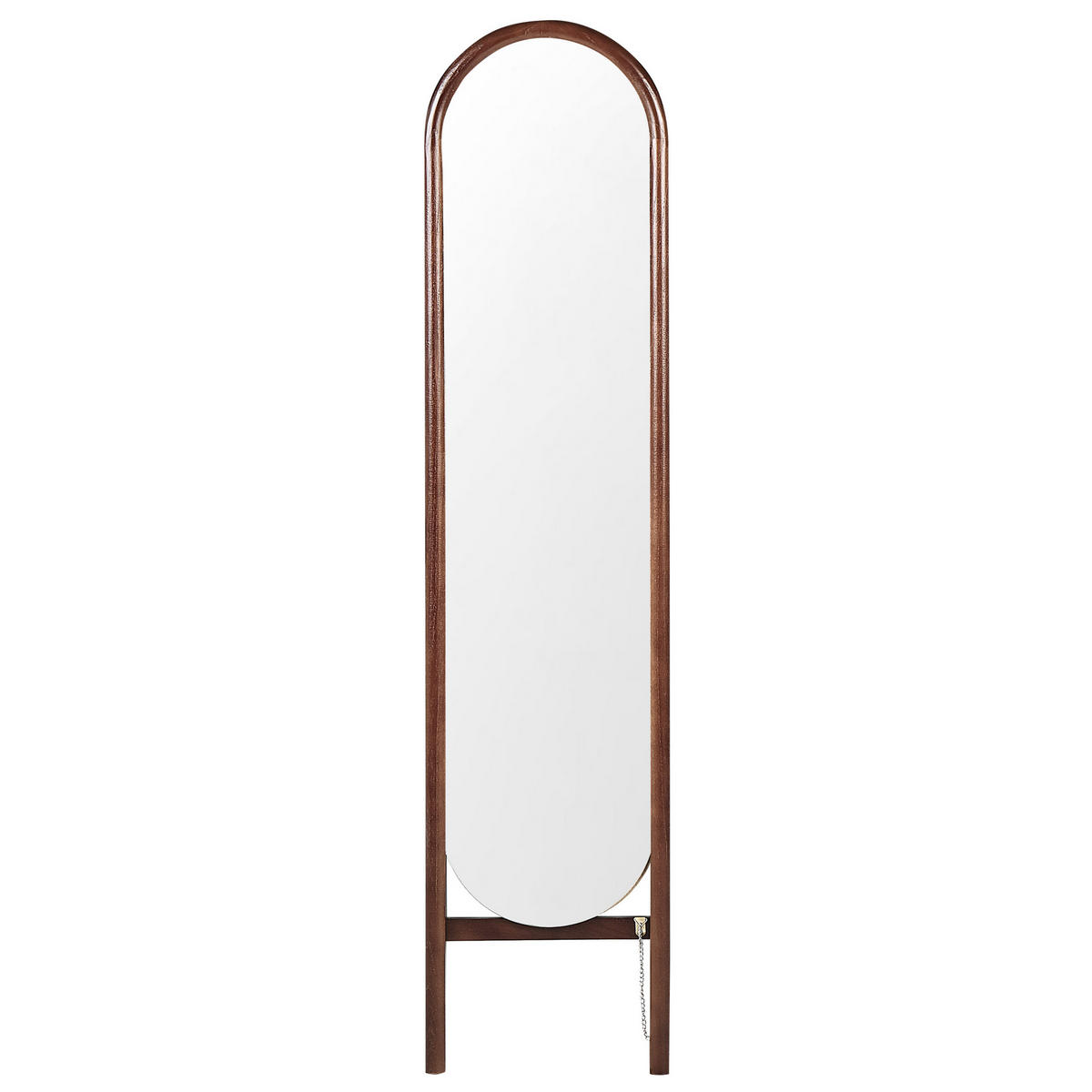 STEHSPIEGEL Paulowniaholz dunkelbraun oval 30/150 cm Chelles - Dunkelbraun, Holz (30/150/67cm) - Beliani