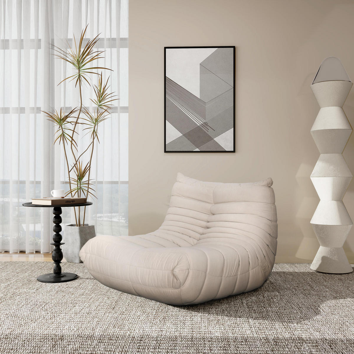SESSEL NUA Beige 87x102x70 cm - Beige, Textil (87/70/102cm) - FURNLUX