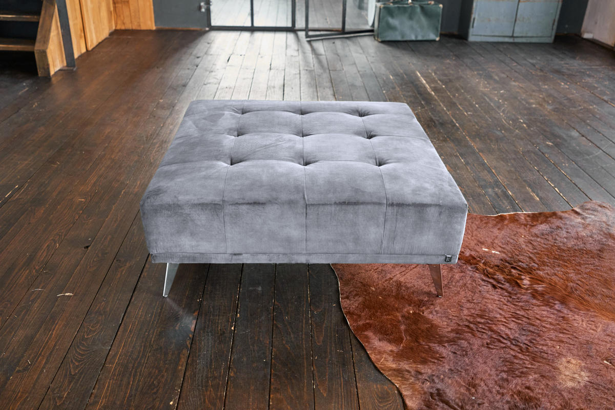 HOCKER WIOLO Grau Velvet - Silberfarben/Grau, Textil/Metall (110/42/110cm) - KAWOLA