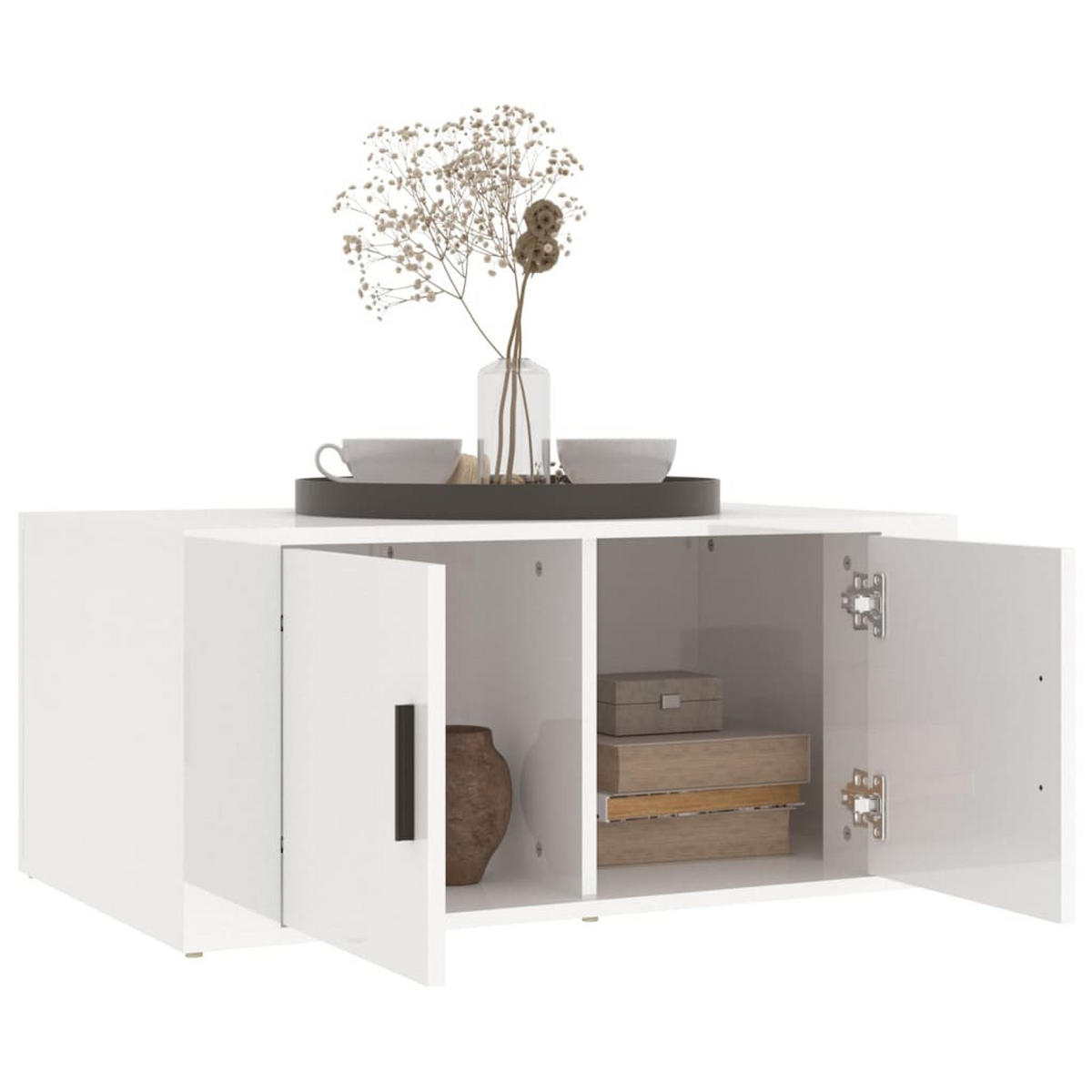 COUCHTISCH Hochglanz-Weiß 80x50x36 cm Holzwerkstoff - Weiß, Holzwerkstoff (80/50/36cm) - furnicato