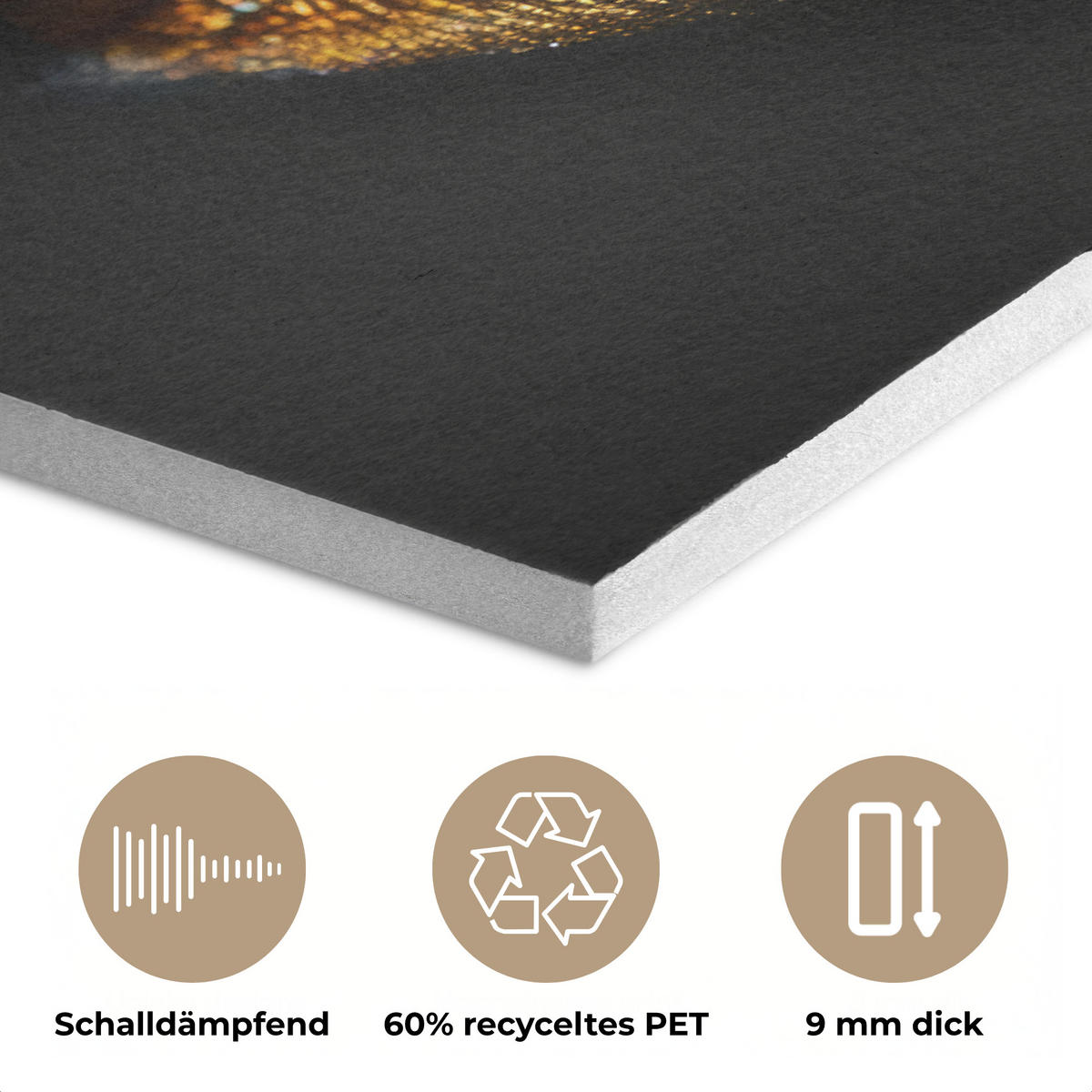 AKUSTIKBILD Frau - Porträt - Lippen - Gold - Schwarz Akustikpaneele 90x60 cm - Schwarz, Kunststoff (90/60/0.9cm) - MuchoWow