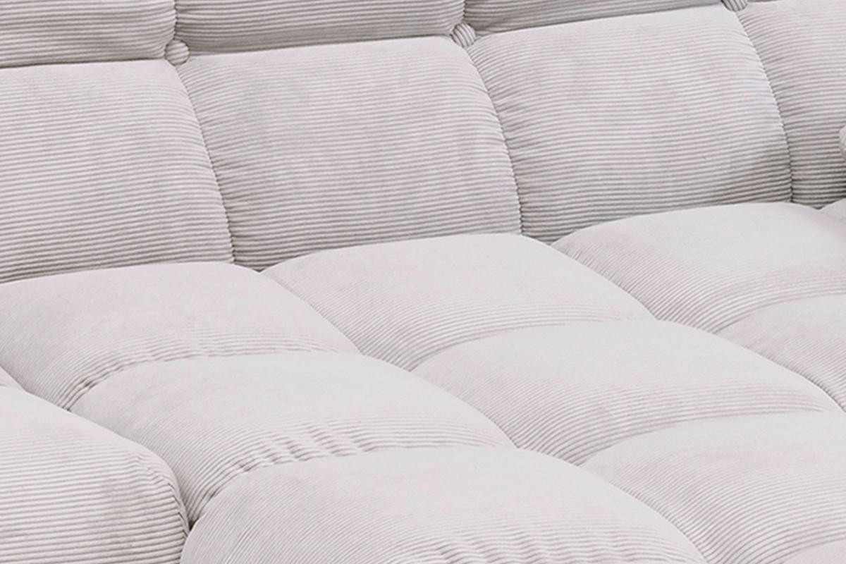 ECKSOFA VIVIEN Silber Cord - Silberfarben/Schwarz, Kunststoff/Textil (290/178cm) - KAWOLA