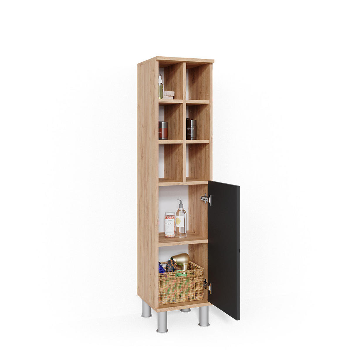 MIDISCHRANK Fynn Anthrazit 30 x 130.6 cm große Tür - Anthrazit, Holzwerkstoff (30/130.6/30cm) - Vicco
