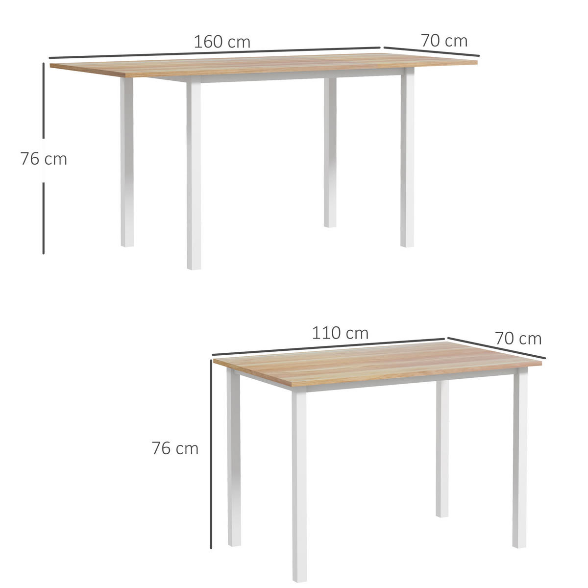 ESSTISCH klappbar, MDF, Stahl, Braun - Braun, Kunststoff (160/70/76cm) - HOMCOM