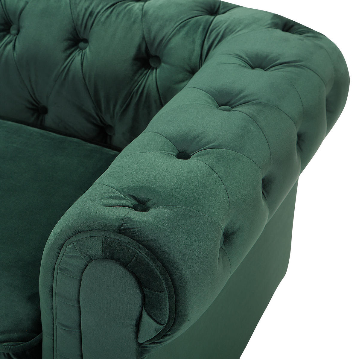 SESSEL Samtstoff grün Chesterfield - Dunkelbraun/Grün, Textil (110/70/75cm) - Beliani