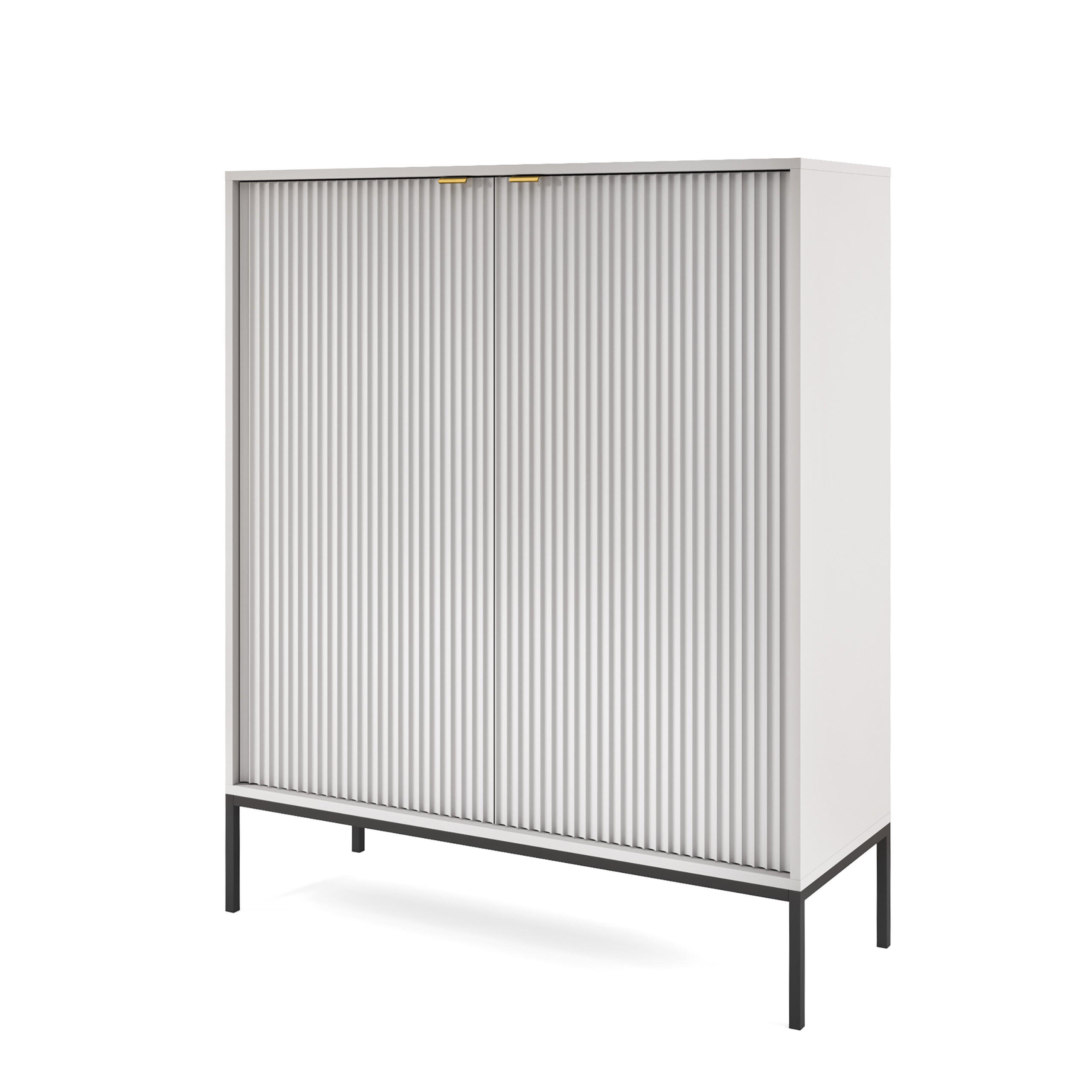 HIGHBOARD STELLARE 104/125/39 cm mit 2 Türen Grau - Grau, Holzwerkstoff (104/125/39cm) - MASSENO