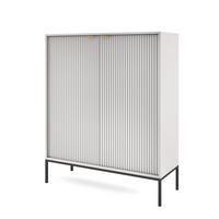 HIGHBOARD STELLARE 104/125/39 cm mit 2 Türen Grau - Grau, Holzwerkstoff (104/125/39cm) - MASSENO