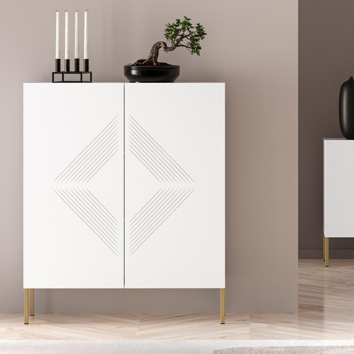 KOMMODE NEBRO,Weiß - Weiß, Holzwerkstoff (100/120/37cm) - KONSIMO®