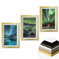 WANDBILDER 3er Set - 20x30 cm Goldrahmen - Winterlandschaften, Nordlichter, Berge - Goldfarben, Kunststoff (20/30cm) - ArtPrintCave