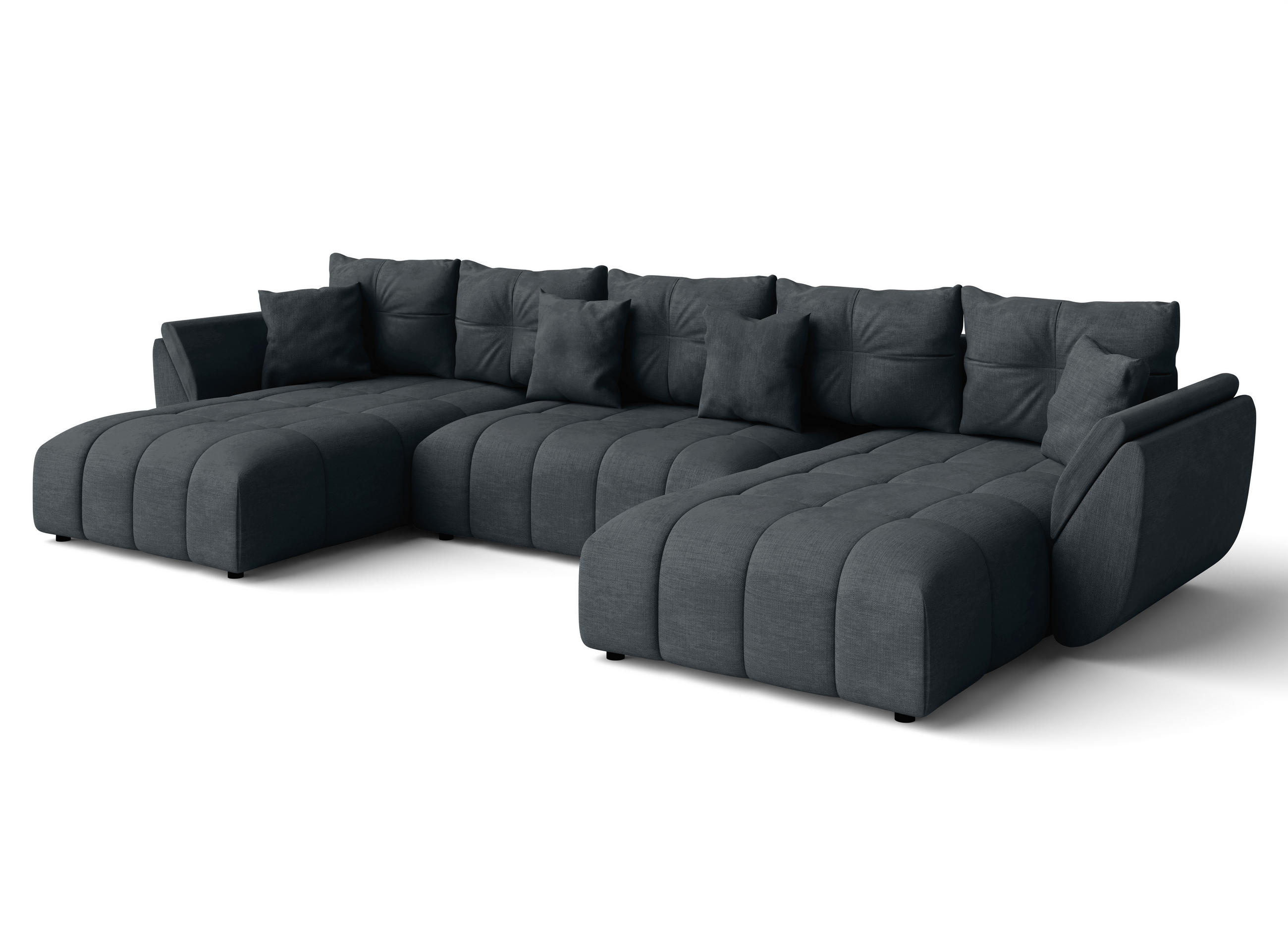 WOHNLANDSCHAFT Antalya Grau 382/190/91 cm – Sofa mit Bettfunktion - Schwarz/Grau, Kunststoff/Textil (382/91/190cm) - AX Living
