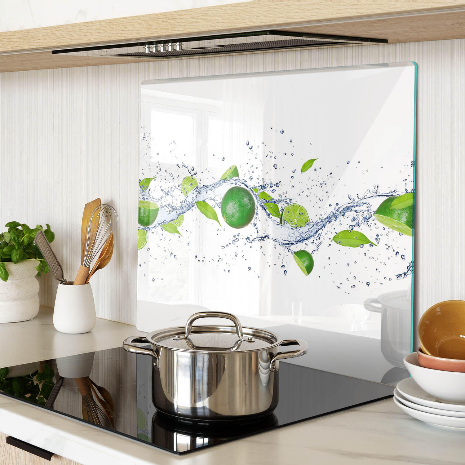 GLASPLATTE 60x52 cm Limetten und Wasser - Grün, Glas (60/0.4/52cm) - TULUP