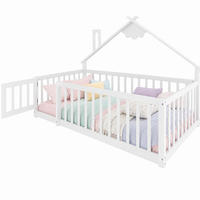 KINDERBETT 90/190 mit Hausdesign, Geländer und Lattenrost in Weiß - Weiß, Holzwerkstoff (90/190cm) - EVRYAE