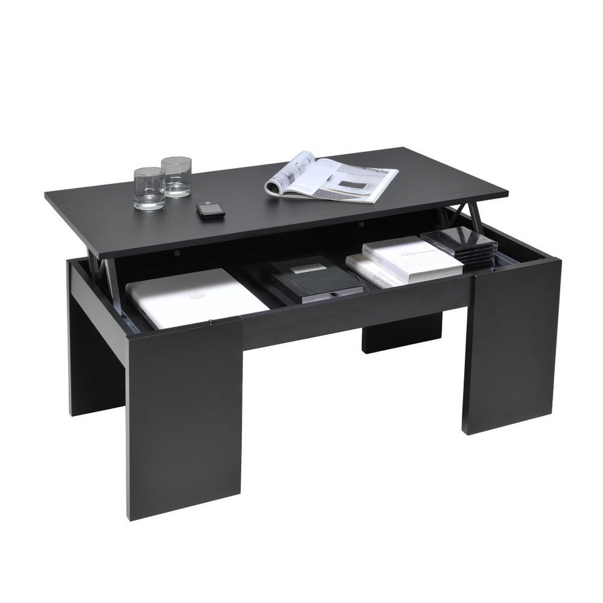 COUCHTISCH NEWTON / 100x50cm - Schwartz - Schwarz, Holzwerkstoff (100/50/43cm) - Weber Industries