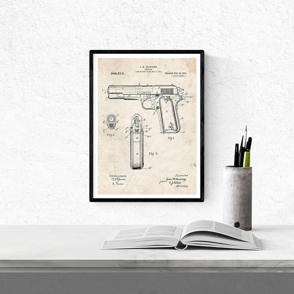 POSTER Set mit 4 Vintage Waffen Patent Größe A4 Rahmenlos - Klar, Papier (21/1/29.7cm) - Nacnic