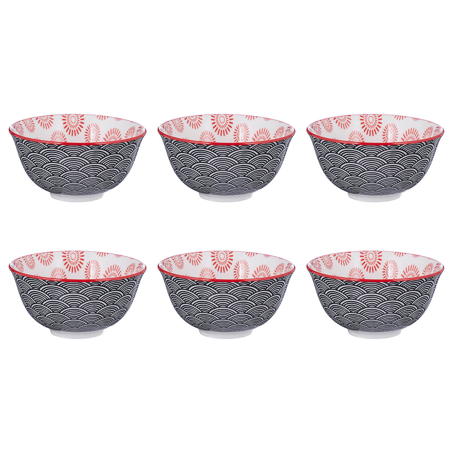 SCHALE (6er Set) Ornaments - Rot, Keramik (11/11/5cm) - BUTLERS