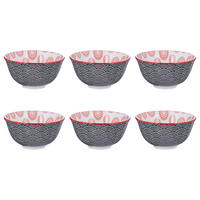 SCHALE (6er Set) Ornaments - Rot, Keramik (11/11/5cm) - BUTLERS