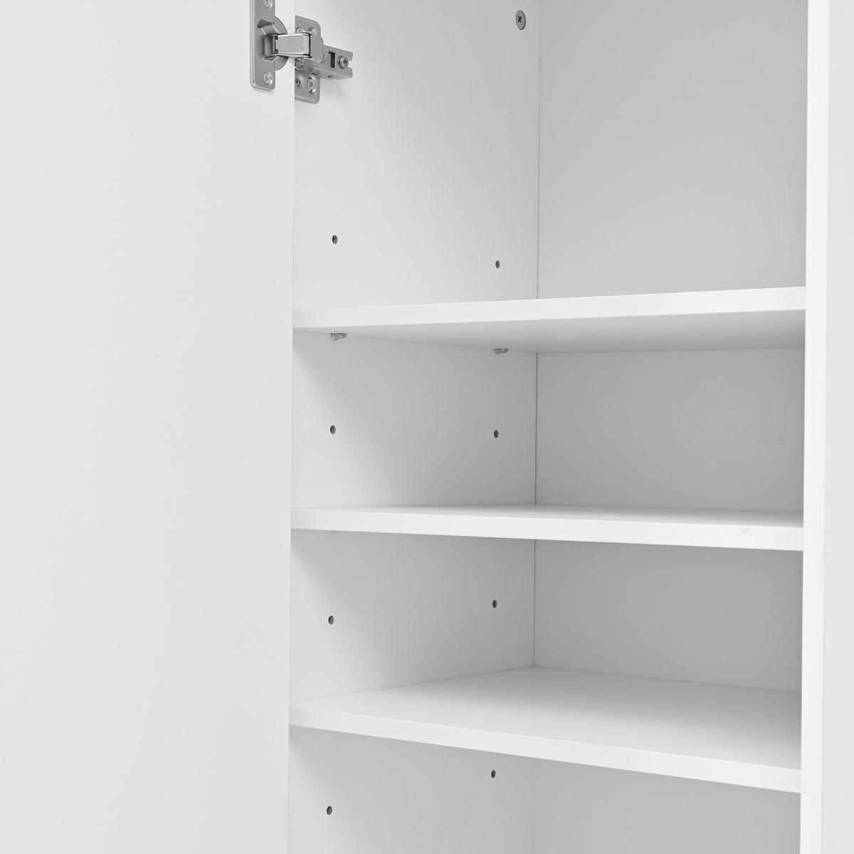 GARDEROBE-SET in Weiß mit Spiegel und Sitzbank für Flur und Eingangsbereich, B90/T34.5/H190 cm - Weiß, Glas/Holzwerkstoff (90/190/34.5cm) - STILVORA