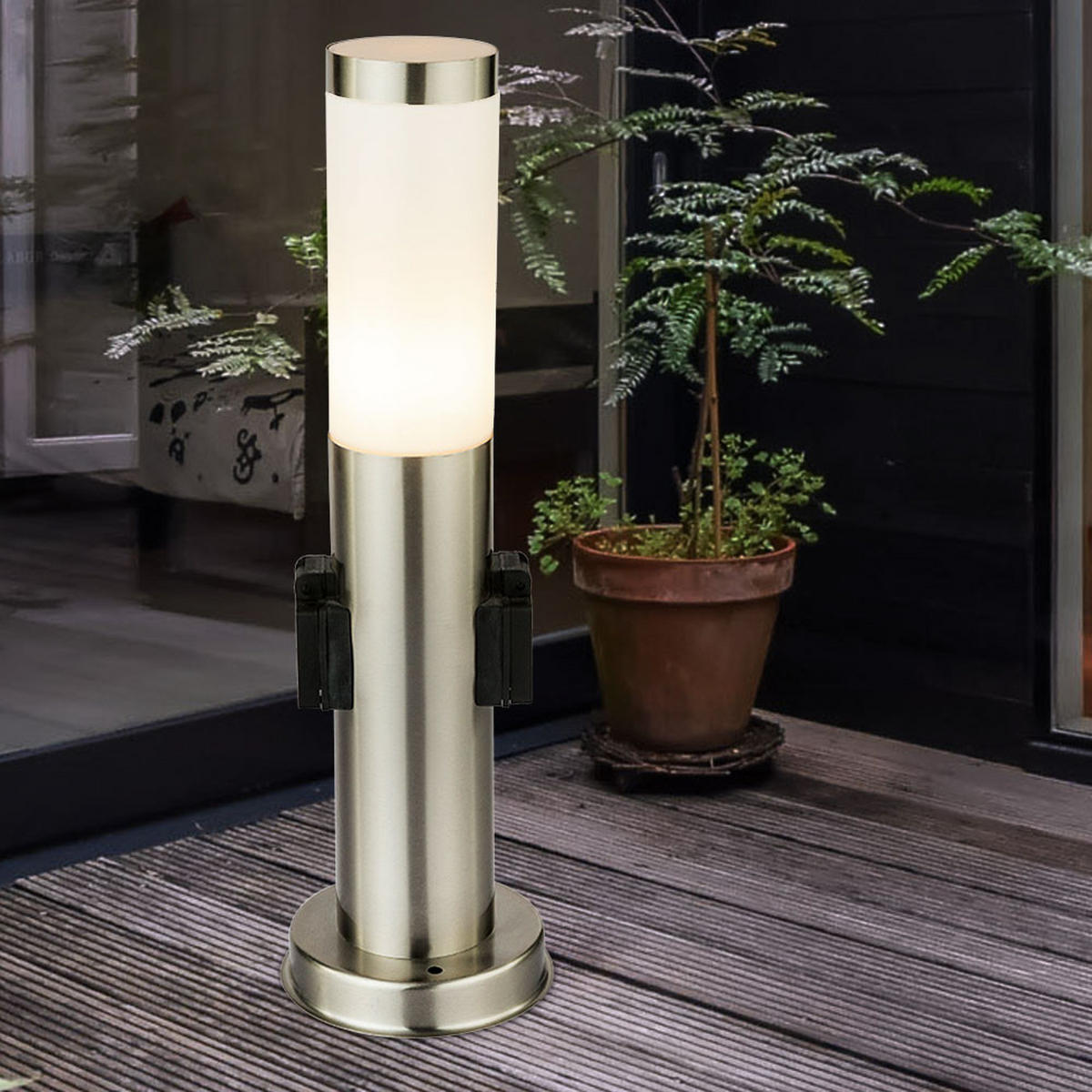 LED STEHLAMPE Edelstahl Silber - Silberfarben, Kunststoff/Metall (7.6/7.6/45cm) - Globo Lighting