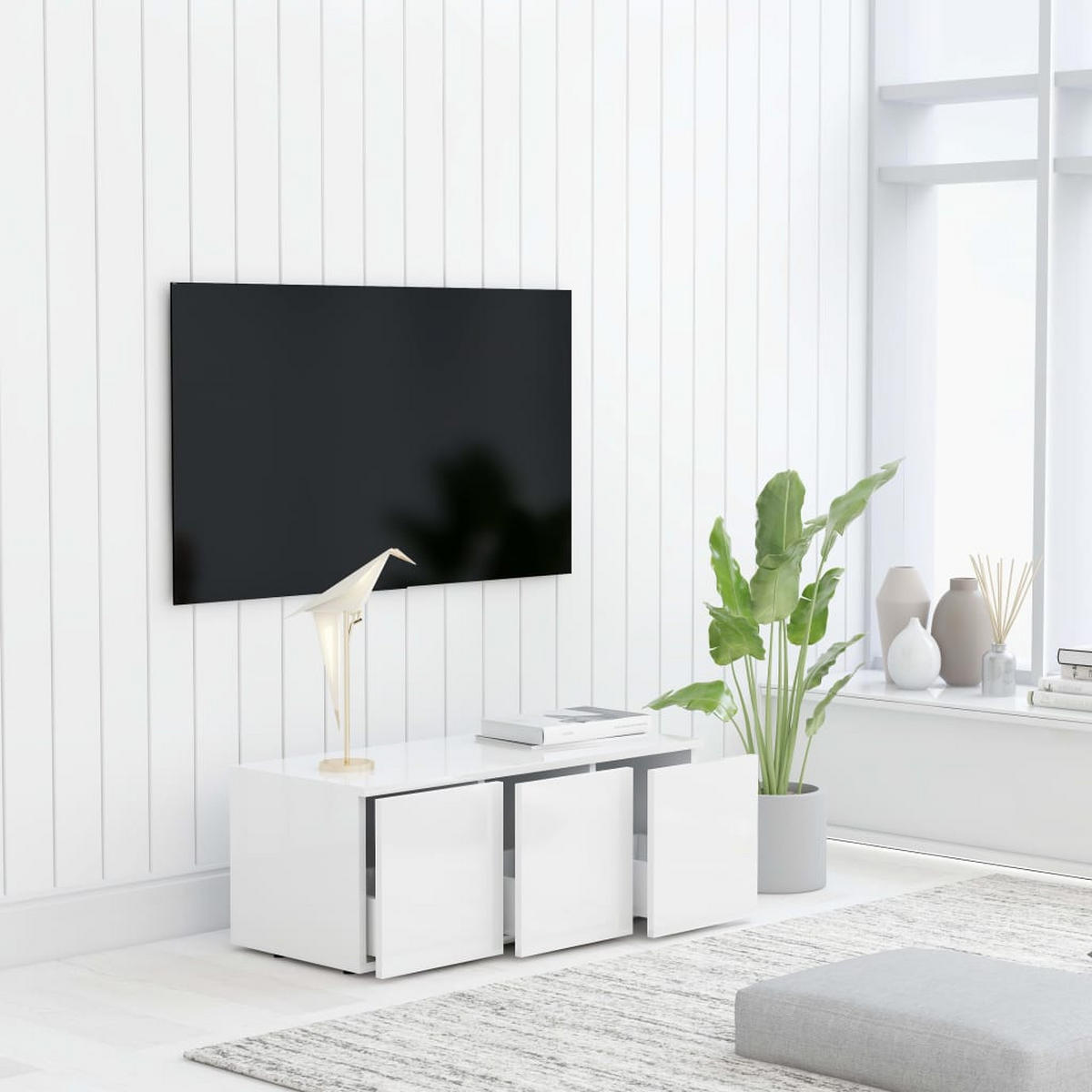 TV-SCHRANK Weiß 80x34x30 cm Holzwerkstoff - Weiß, Holzwerkstoff (80/30/34cm) - furnicato