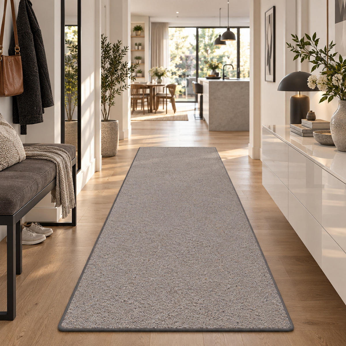 NATUR TEPPICH LÄUFER WOLLE BERBER - Grau, Textil (80/400cm) - Snapstyle