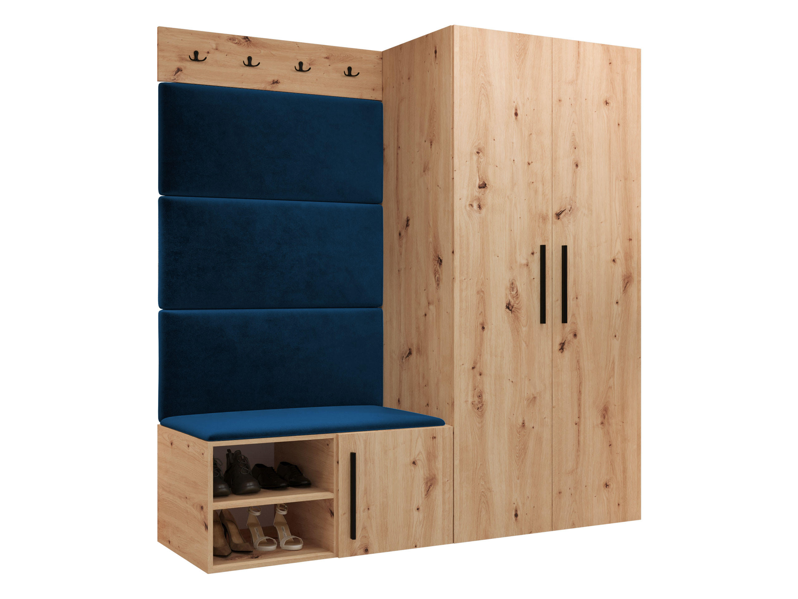 GARDEROBEN-SET Medi I - Blau/Schwarz, Holzwerkstoff/Kunststoff (80/191/50cm) - MIRJAN24