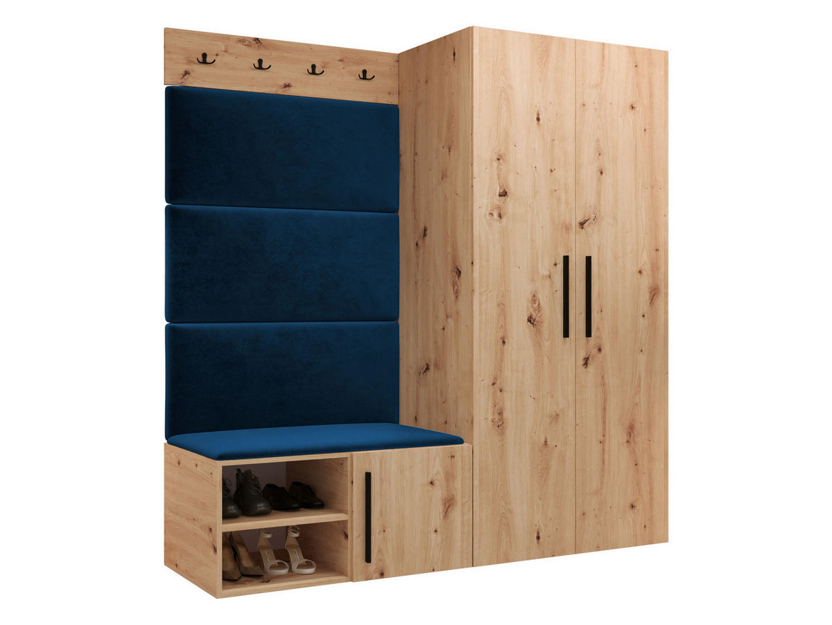 GARDEROBEN-SET Medi I - Blau/Schwarz, Holzwerkstoff/Kunststoff (80/191/50cm) - MIRJAN24