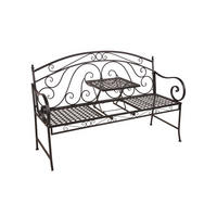 GARTENBANK Sandra hochklappbarer Tisch Terrassenbank - Schwarz, Metall (55/96/148cm) - DELUKE