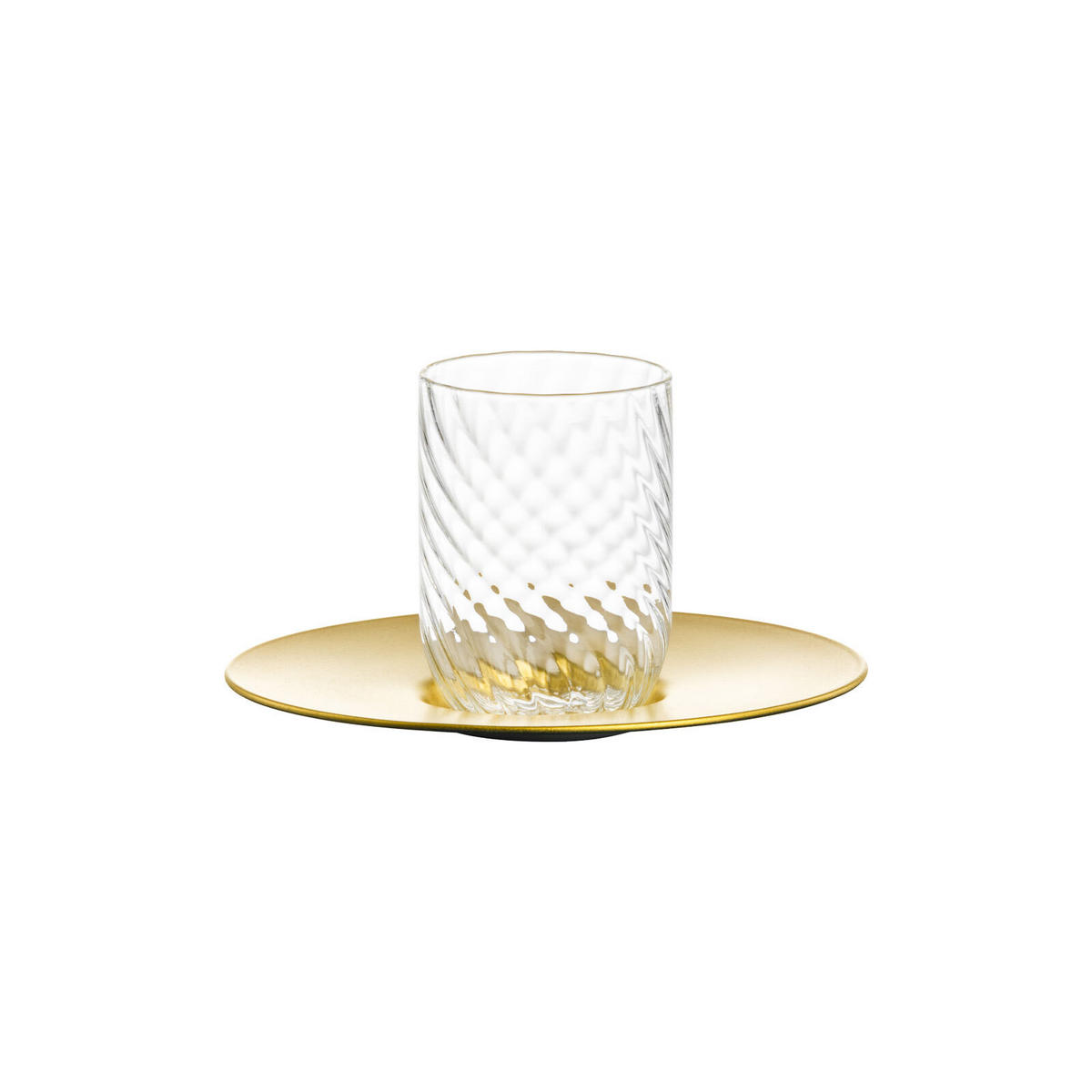 ESPRESSOGLAS MIT UNTERTASSE Twist gold 100 ml - Goldfarben, Glas (0.1L) - Eisch
