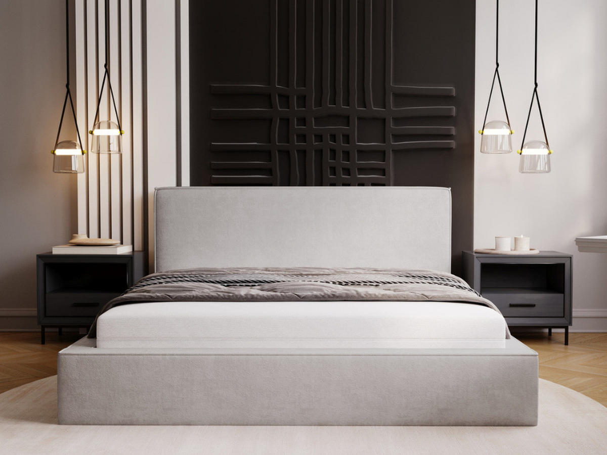 POLSTERBETT Monaco 140x200 Hellgrau - Hellgrau, Textil (140/200cm) - Graingold