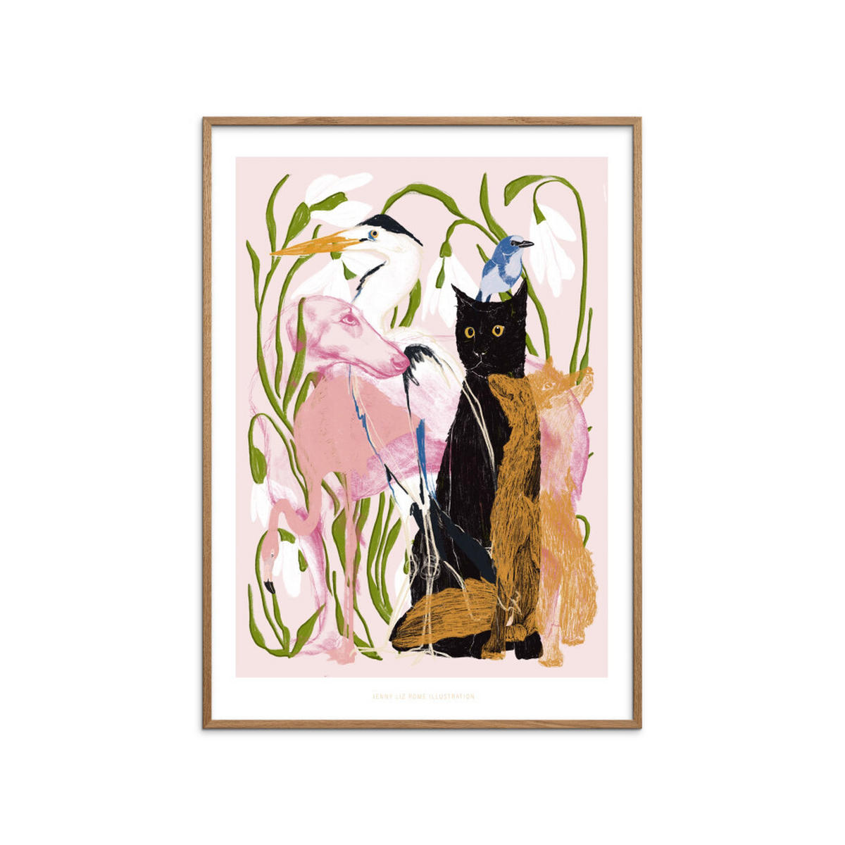 POSTER mit Rahmen Jenny Liz Rome - Collage of Animals - Eichefarben/Multicolor, Holz/Papier (30/40cm) - Poster&Frame