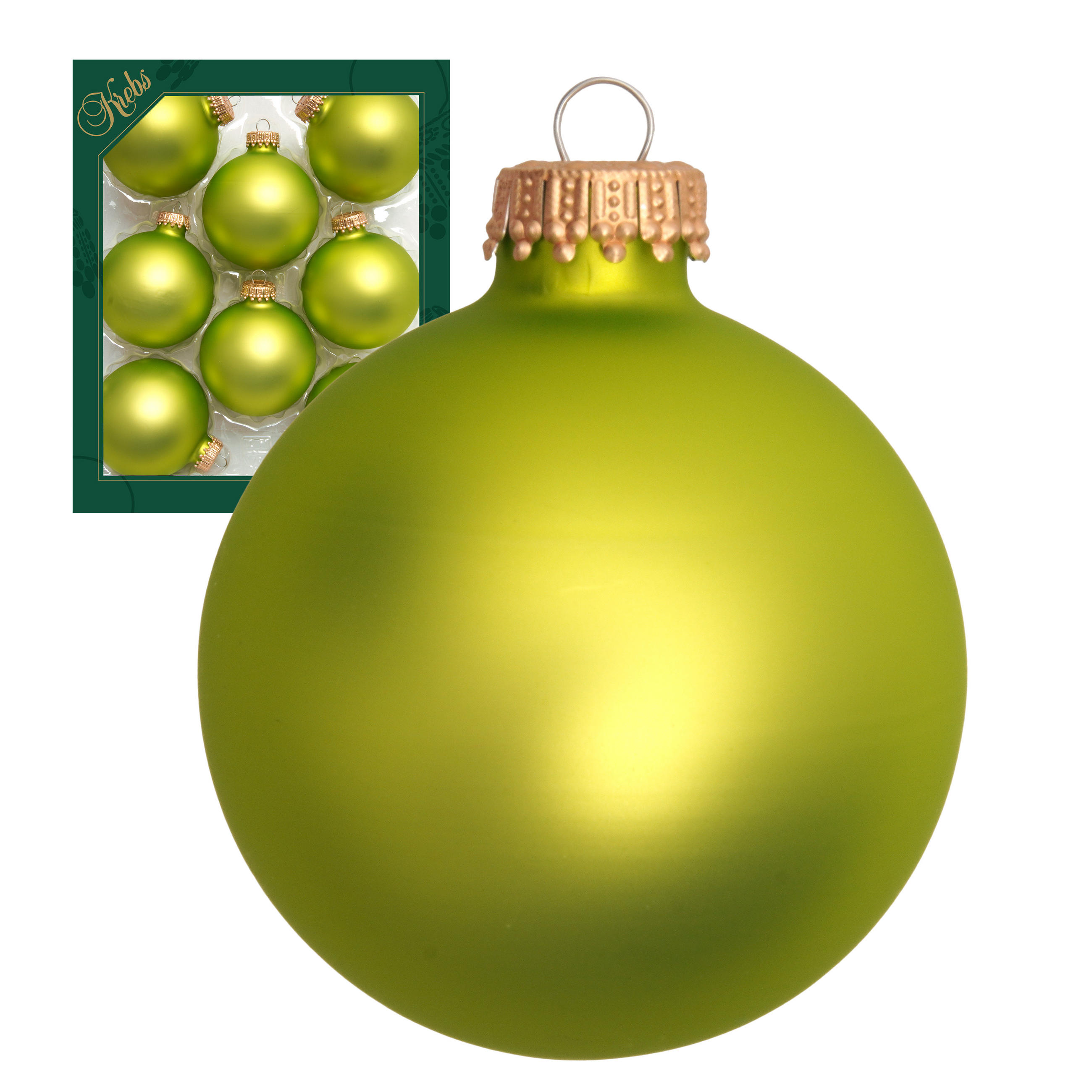 CHRISTBAUMKUGELN Uni-Design Junia Grün 7cm (Glas / 8 Stk.) - Grün, Glas (7/7/7cm) - Krebs Glas Lauscha