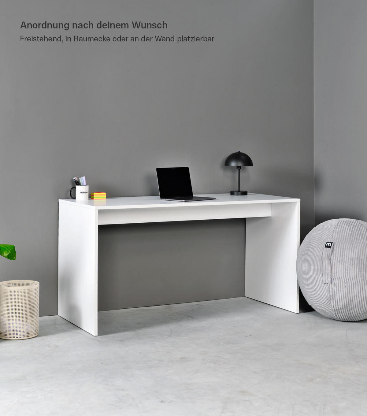 SCHREIBTISCH Der Produktive - Weiß, Holzwerkstoff (60/140/77cm) - Mokebo