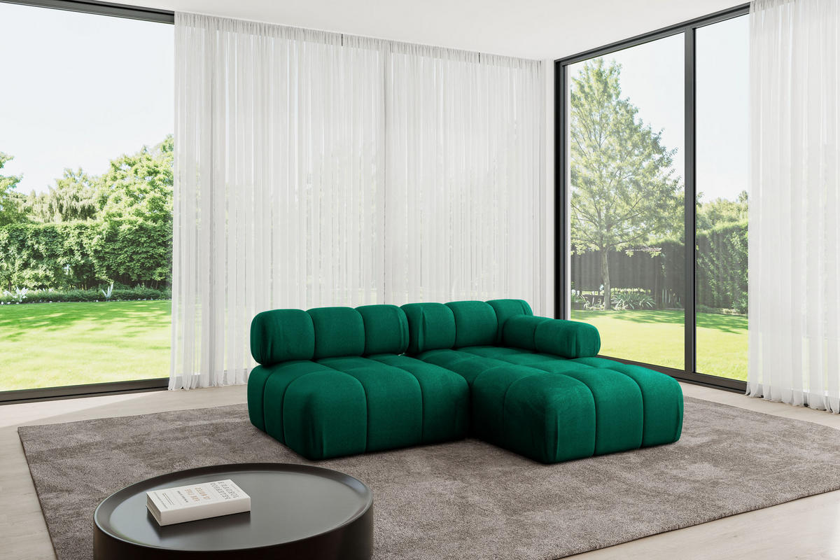 ECKSOFA modulares Sofa Razon-L1 - 190x160x70 cm Dunkelgrün Velours - Dunkelgrün, Holzwerkstoff/Textil (190/160cm) - ALTDECOR