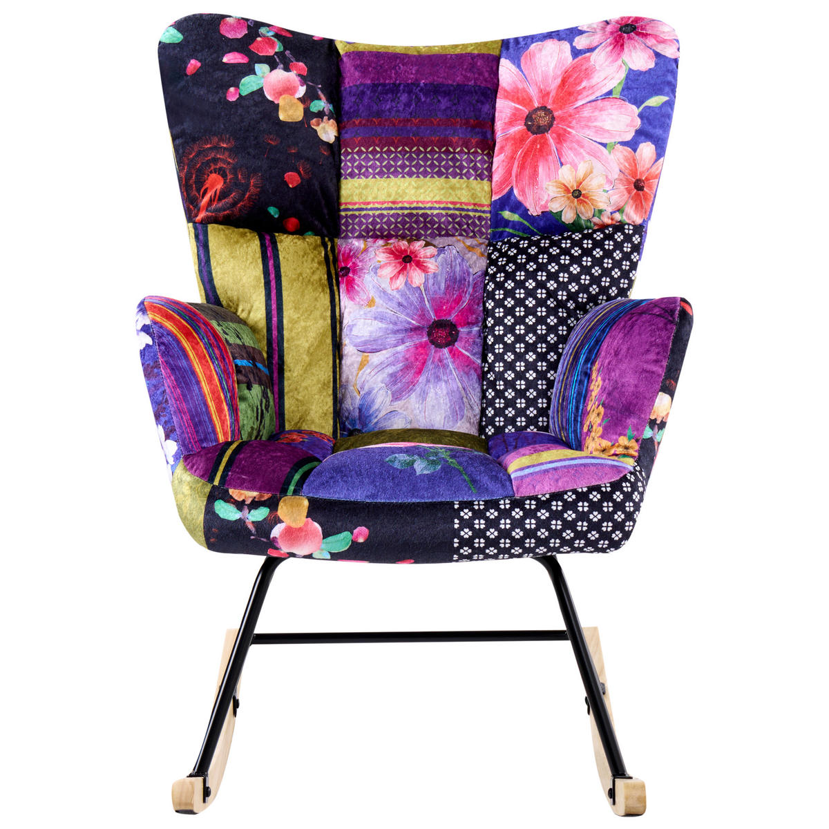 SCHAUKELSESSEL Samtstoff Bunt Oulu - Multicolor, Textil (71/104/83cm) - Beliani