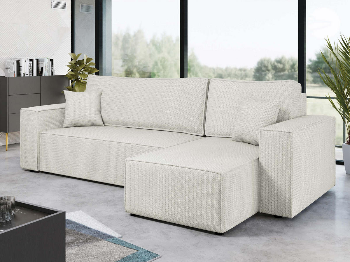 ECKSOFA Karl - Creme/Schwarz, Holz/Kunststoff (244/145cm) - MIRJAN24