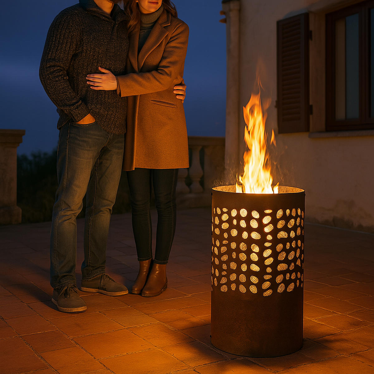 FEUERTONNE - Braun, Metall (37/60/37cm) - Relaxdays