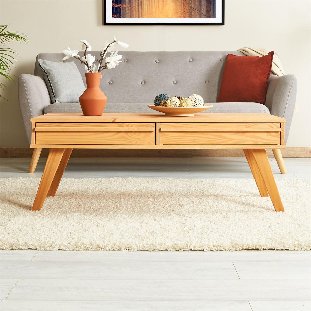 COUCHTISCH JONA - Kieferfarben, Holz (50/110/42cm) - IDIMEX