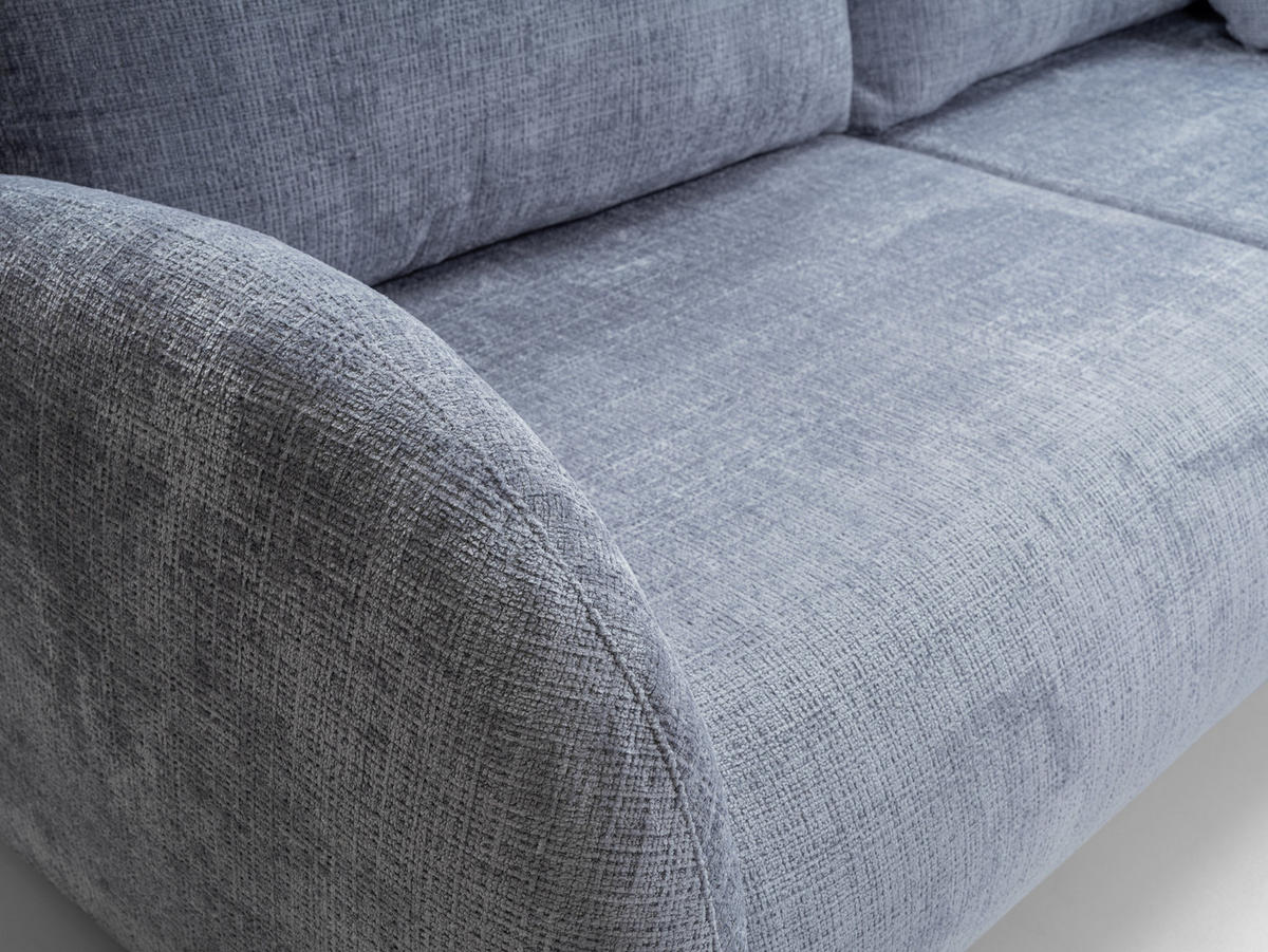 BETTSOFA CIMA Blau Chenille-Stoff mit Schlaffunktion - Blau, Holz (234/86/111cm) - MASSENO