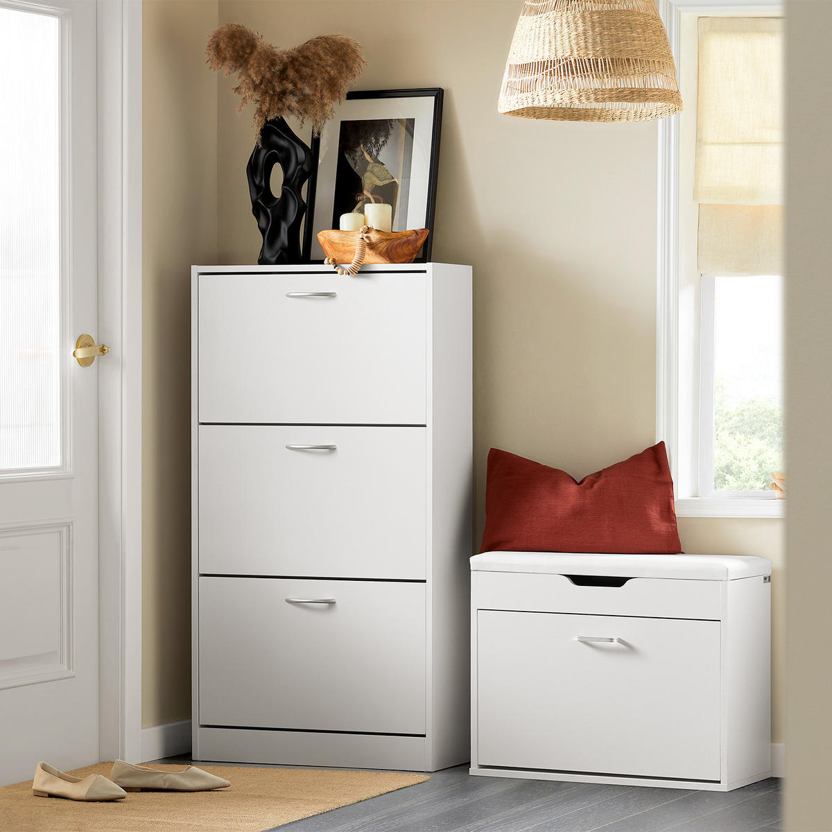 SCHUHSCHRANK Weiß - Weiß, Holzwerkstoff (60/115/24cm) - SoBuy