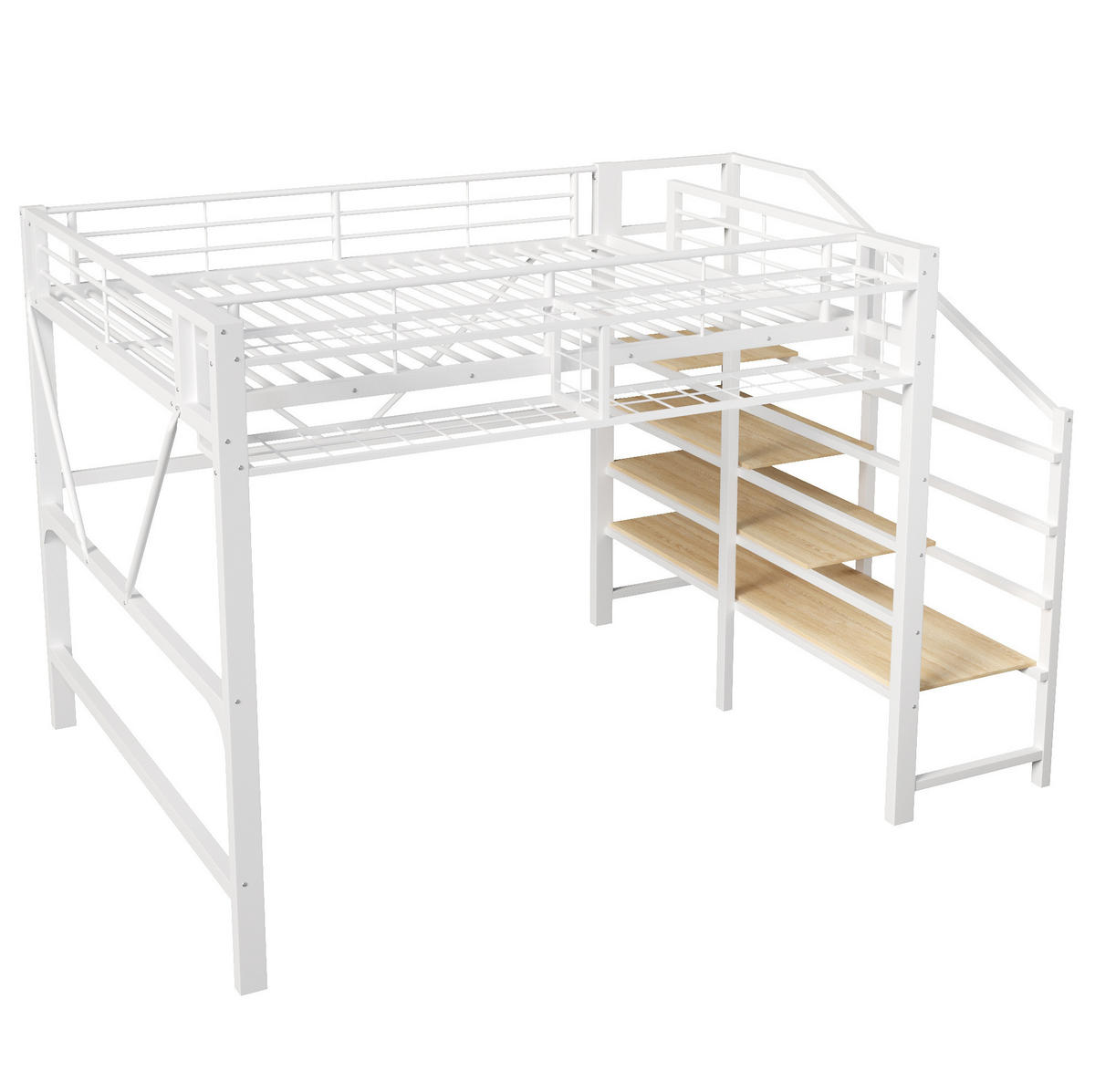 HOCHBETT 140/200 cm Weiß mit LED ohne Matratze - Weiß, Metall (140/200cm) - MIVRAY