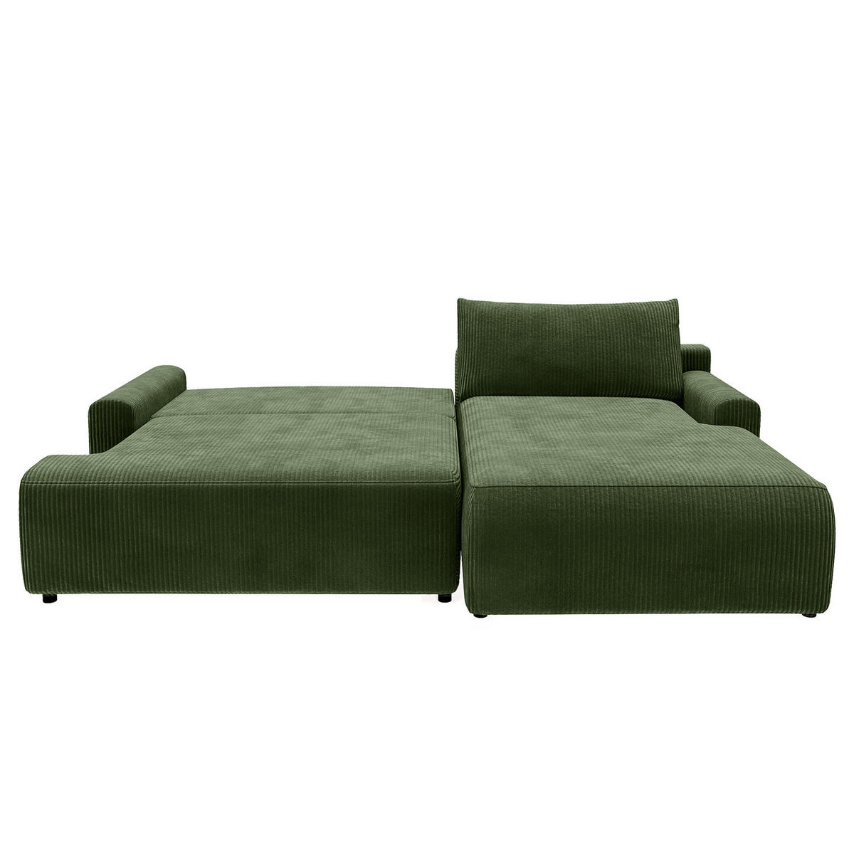 ECKSOFA mit Schlaffunktion - Longchair - Schwarz/Grün, Kunststoff/Textil (253/167cm) - home24